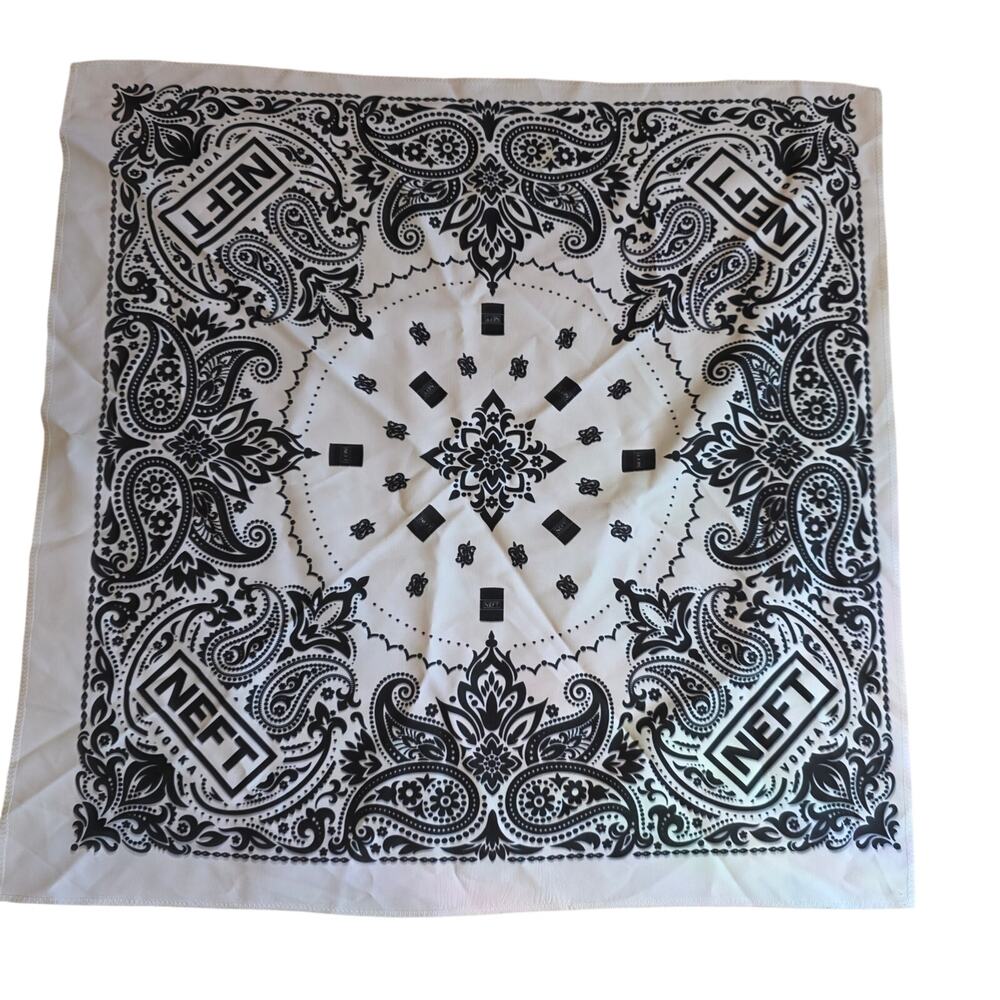 NEFT Vodka Promotional Black Paisley Novelty Bandana Handkerchief